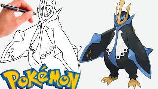 Cómo dibujar EMPOLEON POKEMON 395  Generación 4 [upl. by Oahc]