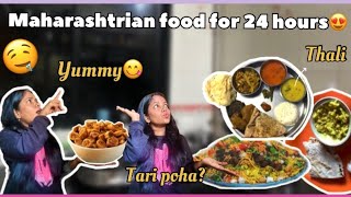 I ate MAHARASHTRIAN food for 24 Hours 😋💜 24hourfoodchallenge [upl. by Rahm246]