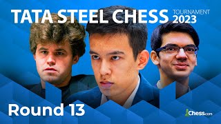 FINAL Will Nodirbek Claim Tata Steel Or Will Carlsen Giri or So Force The Tiebreaker  RD 13 [upl. by Elinad725]