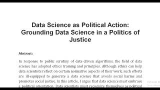 Data Science as Political Action Grounding Data Science in a Politics of Justice [upl. by Edwina]