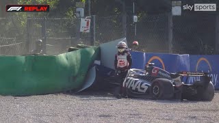 F1 2024 Italian GP FP2  Magnussen Crash [upl. by Anirrak105]