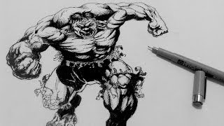 How to Draw Superheroes  How to ink the Incredible Hulk [upl. by Nyroc]