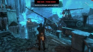 Rise of the tomb raider release frozen catapult  trebuchet  crane puzzle [upl. by Toomay550]