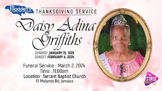 Thanksgiving Service for the Life of Daisy Adina Griffiths [upl. by Maison18]