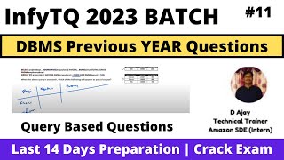 Infytq 2023 BATCH DBMS Previous Year Questions  PART1  Day7  Crack InfyTQ Exam  DBMS Question [upl. by Olegnaleahcim218]