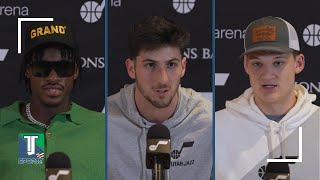 Jarred Vanderbilt Leandro Bolmaro and Walker Kessler INTRODUCED as new Utah Jazz players [upl. by Nollat]