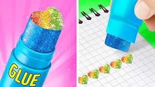 FANTASTIC RAINBOW HACKS AND IDEAS  Best School Hacks and Amazing DIY Tricks by 123 GO Series [upl. by Ahsaten]