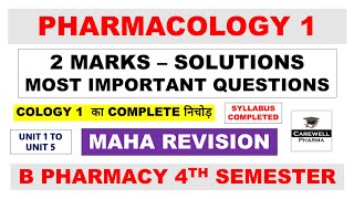 2 Marks Solutions  pharmacology 4th semester important questions  pharmacology 1 Carewell Pharma [upl. by Einhapets]