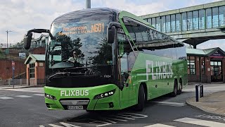 FlixBus FX34 At SheffieldMeadowhall On N601 From Leeds To Amsterdam [upl. by Lebazi]