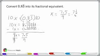 Convert Repeating Decimal Into Fraction Equivalent [upl. by Olin440]