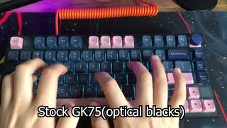 Stock vs Lubed GK75 Gateron Optical Blacks Sound Test Comparison [upl. by Theodoric109]