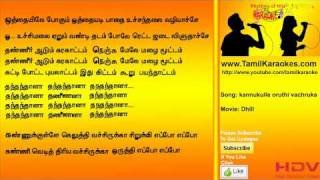 Kannukule Oruthi  Dhill  Tamil Karaoke Songs [upl. by Amor535]