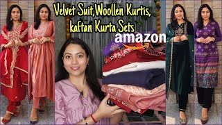 Amazon Kurta Set Haul Under 1000₹  KaftanVelvetAnarkali Kurta Sets  Woollen Kurtis From Amazon [upl. by Tyrrell192]