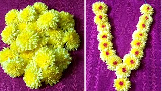 కాడలతో పని లేకుండా చామంతి పూల మాలChamanthi Flower Garland inTelugu [upl. by Femi]