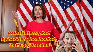 SEE IT Pelosi taken aback by heckler shouting Lets go Brandon [upl. by Donica]