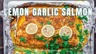 Lemon Garlic Salmon with Mediterranean Flavors Recipe  The Mediterranean Dish [upl. by Asinla664]