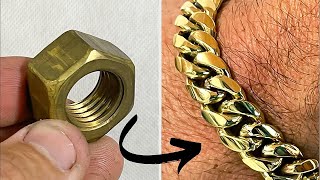 Fabricação de Pulseira masculina  Como é Feito  Usamos uma Porca de Latão [upl. by Chipman]