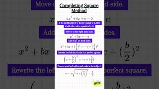 Solving Quadratic Equations using the Completing Square Method 🤓quadraticequations shorts short [upl. by Demha]