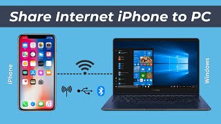 Share Internet from iPhone to Windows PC via USB Hotspot Bluetooth [upl. by Ekyt663]