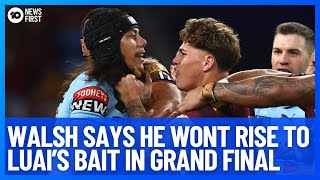 Broncos Star Reece Walsh Says He Wont Bite Jarome Luais Bait In NRL Grand Final  10 News First [upl. by Inafit]