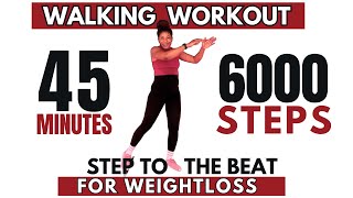 45 Minute Walking Workout  Power Walking for Calorie Burning Fun 6000 Steps Workout At Home [upl. by Dorian]