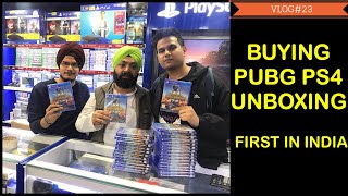 Buying and Unboxing PUBG PS4  First in India  Free bands mugs and PS shirts [upl. by Eizus]