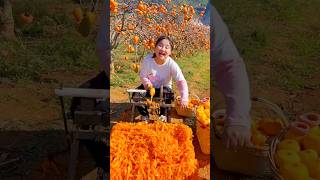 Enjoy Beautiful Dried Persimmon Fruit  Cutting Lots of Fresh Persimmon shorts satisfying [upl. by Aitam]