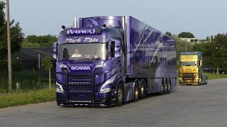 Ciney Truckshow 2022  truck arrivals  The most beautiful trucks in Europe open pipes Scania V8 [upl. by Egduj]