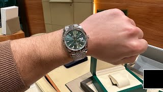 Buying a New Rolex DateJust 41mm Mint Green Dial from The Rolex Authorised Dealer  Ref 126334 [upl. by Laurens]