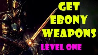 Skyrim Remaster EBONY Bow amp Great Sword at LEVEL ONE Best Weapons Start Guide [upl. by Trillbee]