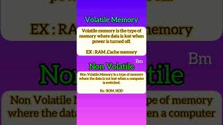 Volatile memory and non Volatile Memory  Computer awarness computer study [upl. by Dorr44]