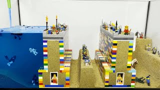 LEGO medival DISASTER  SUPRISE SINKHOLE on Castle Walls  Dam Breach Experiment [upl. by Nodnrb290]