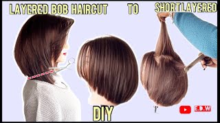 23🟡 DIY ✂️How To Cut Short Layers Bob  Carré dégradé court [upl. by Aleece146]