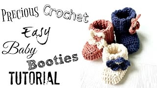 Easy Crochet Baby Booties Tutorial [upl. by Amsirhc721]