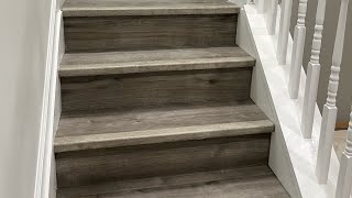 How to INSTALL LUXURY VINYL PLANK LAMINATE FLOORING ON STAIRS [upl. by Valentijn143]