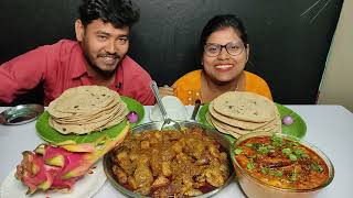 dragan fruits chicken chat 30 roti daal fry eating challenge [upl. by Seagrave520]