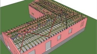 Modélisation 3D dune Charpente industrielle configuration en L [upl. by Eilujna]