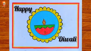 Beautiful Diwali Drawing Easy  Diwali Drawing Easy  Diwali Drawing  Diwali diya step by step [upl. by Arbmahs386]