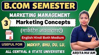 3 Marketing Concepts  Marketing Management BCom Semester Videos  MGKVP BHU AU LU amp other [upl. by Dowzall478]