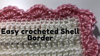 Easy Shell Border 5 Learn How to crochet a simple shell border [upl. by Lahtnero]