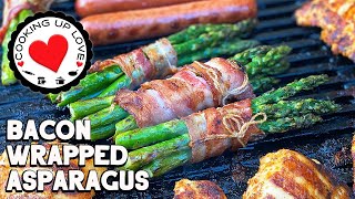 Bacon Wrapped Asparagus Grilled Recipe  Cooking Up Love [upl. by Talbert]