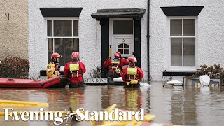 River Severn Flooding Homes left underwater as flood defences are breached in Bewdley [upl. by Mastat]