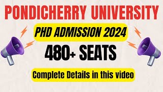 Pondicherry University PhD Admission UpdateFor Exempted Category [upl. by Healy]