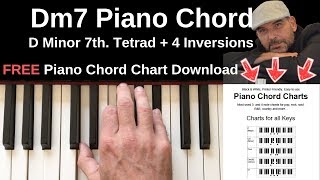 Dm7 Piano Chord  D Minor 7th  Inversions Tutorial  FREE Chord Chart [upl. by Roach]