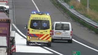 A1 Ambulance 20147 is met spoed onderweg naar een ongeval op de A58 Bijna aanrijding [upl. by Rednasela]