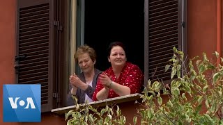 Italians Sing Clap From Balconies to Thank Medics [upl. by Melton]