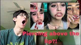 PIERCING ABOVE THE LIP Giving myself 11 more piercings cyan meow reaction [upl. by Fugate174]