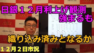 2024年12月2日【日銀１２月利上げ観測強まるも織り込み済みとなるか】（市況放送【毎日配信】） [upl. by Bhatt]