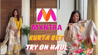 Myntra Kurta set haul  Summer cotton Kurta sets from Myntra 2024  Myntra try on haul myntrahaul [upl. by Darwin]