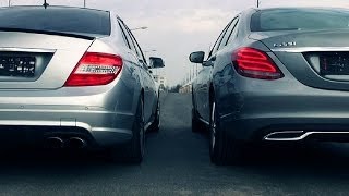 Mercedes C220 CDI W205 vs C63 AMG W204 SOUND Exhaust Blue Tec Diesel [upl. by Airetnohs]